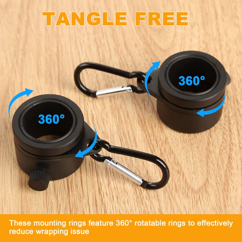 Mtsooning Aluminum Alloy Flag Pole Rings 2Packs, 360 Degree Rotating Flagpole, Flag Mounting Rings Spinning Flag Pole Kit with Carabiner for 0.75-1.02Inch Diameter Flagpole (Black) - Image 4